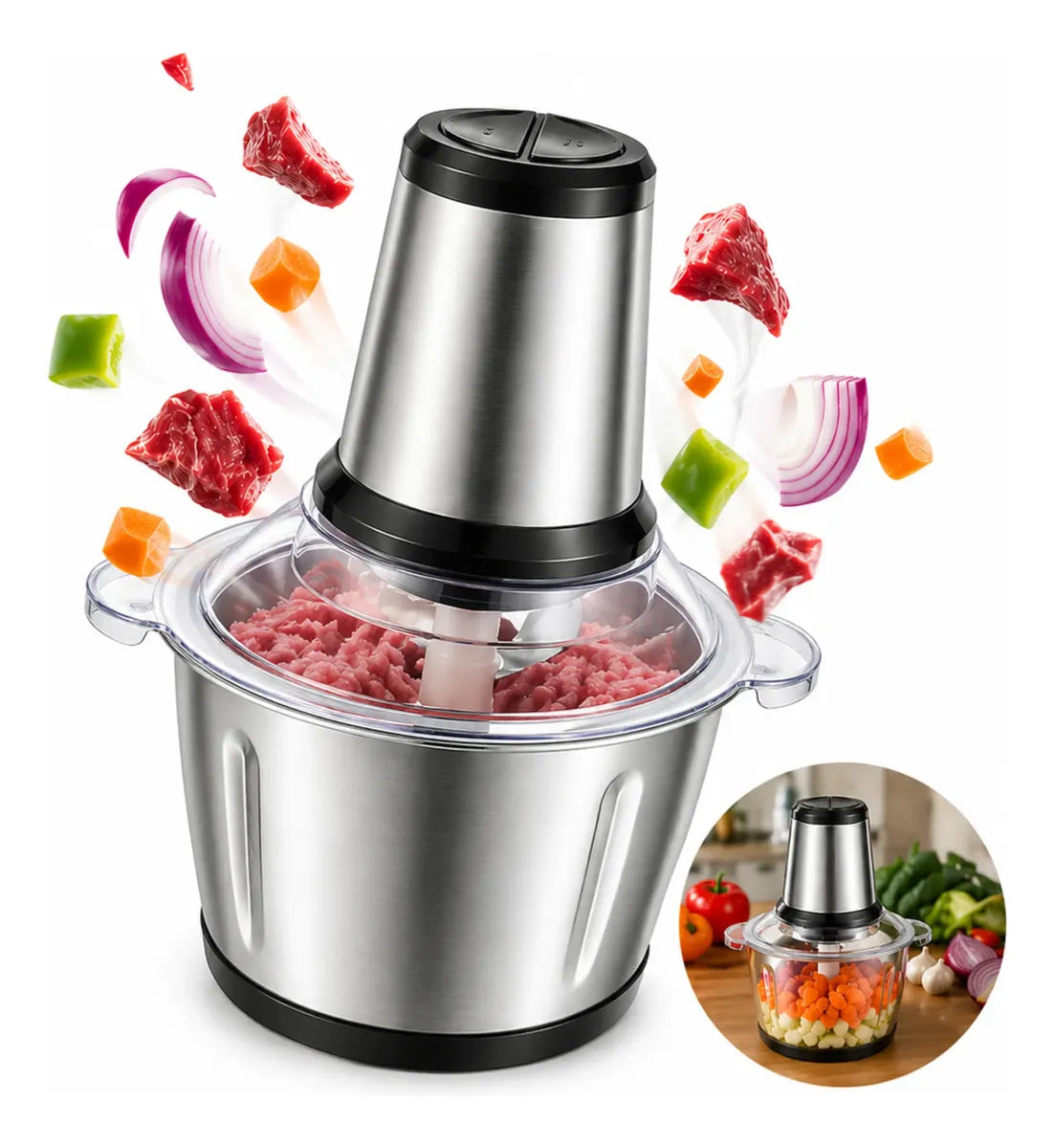 Picadora de carne multifuncional de 2 litros
